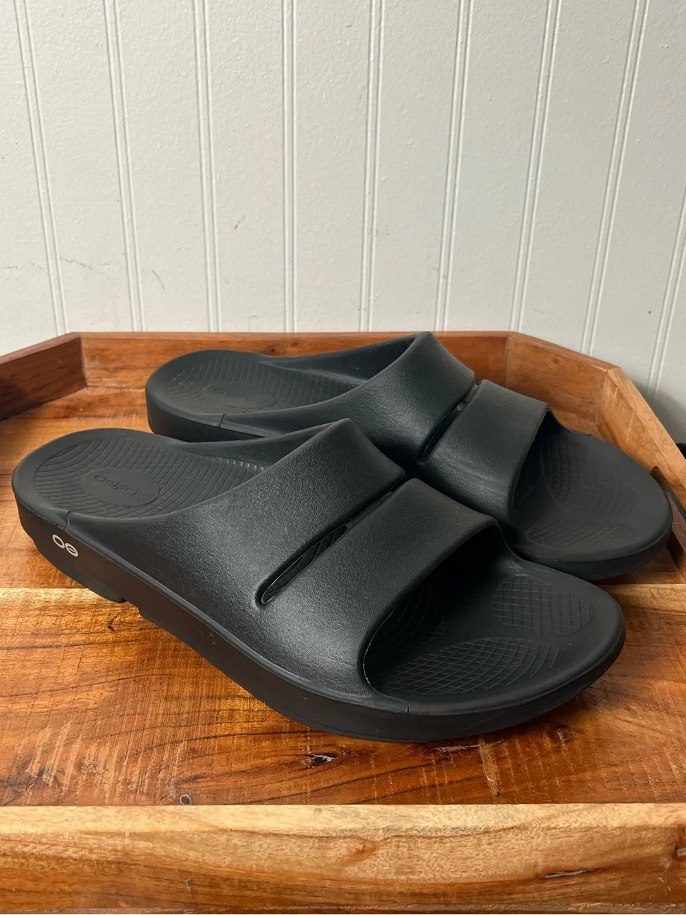 Oofos Mens 12 Ooahh Black Slide Sandal